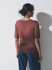 Plum/Dark Pink/Brown - The Set Fine Knit T-Shirts - Imagen 3 de 6