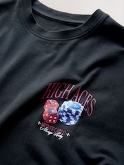 Black Gambler Boxy Graphic Print Heavy Weight T-Shirt - Image 7 of 8