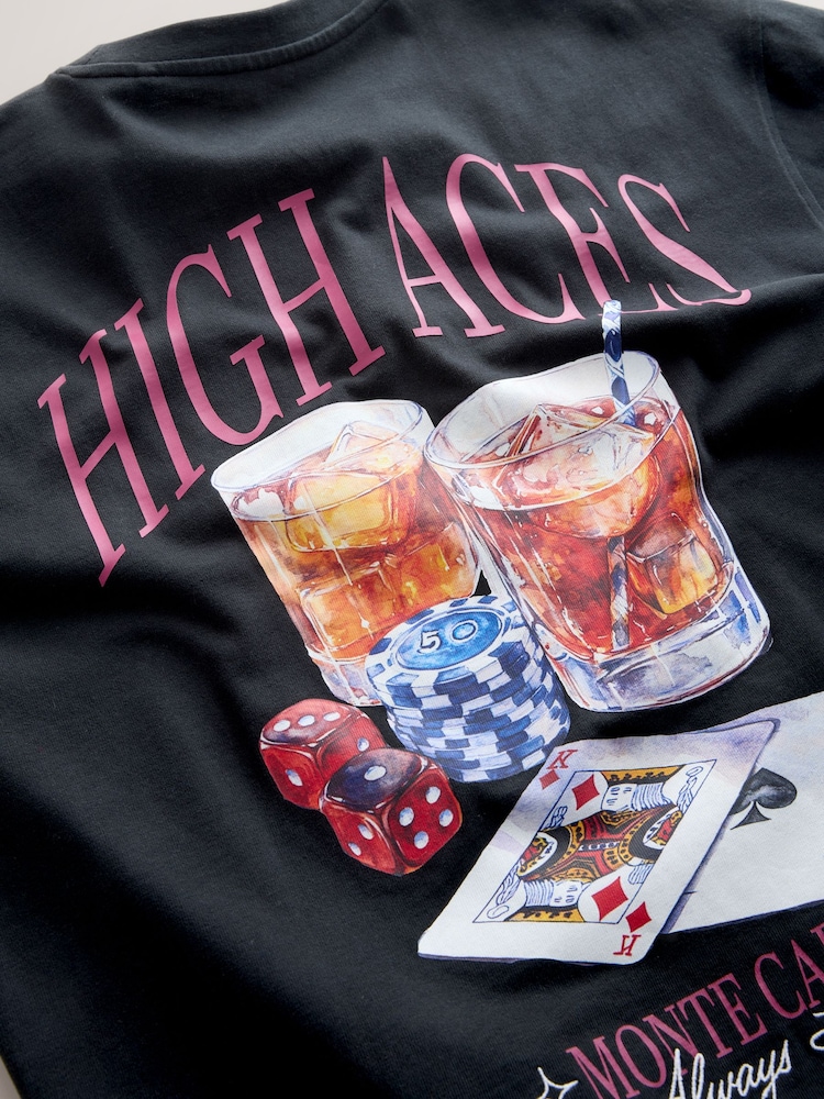 Black Gambler Boxy Graphic Print Heavy Weight T-Shirt - Image 8 of 8 Black Gambler Boxy Graphic Print Heavy Weight T-Shirt - Image 8 of 8