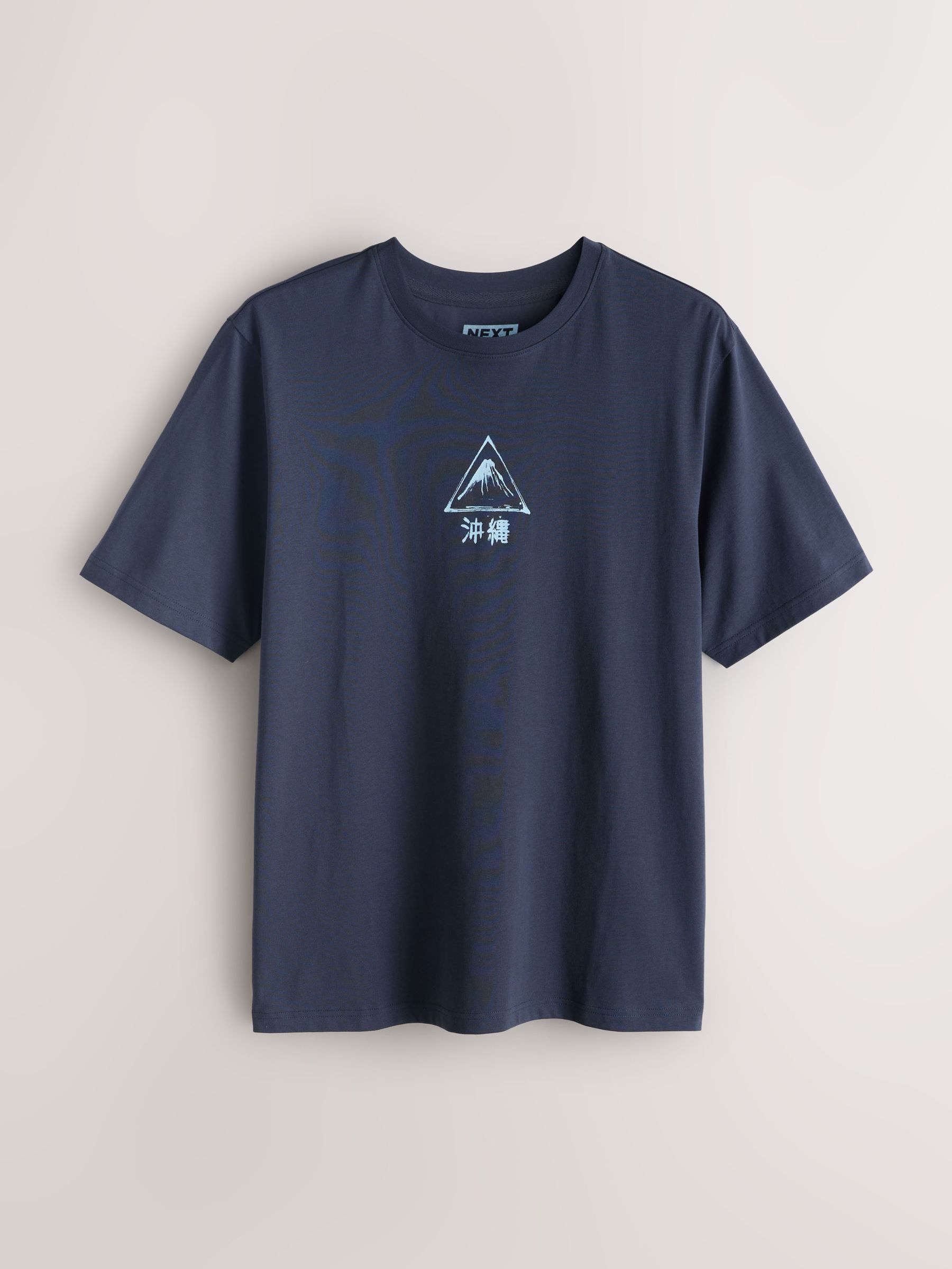 Buy Navy/Ecru White/Teal Regular Fit Graphic Print T-Shirts 3 Pack