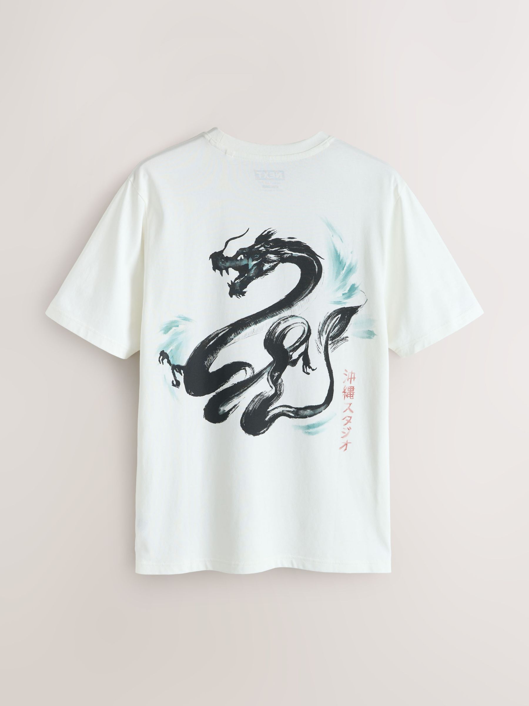 Buy Navy/Ecru White/Teal Regular Fit Graphic Print T-Shirts 3 Pack