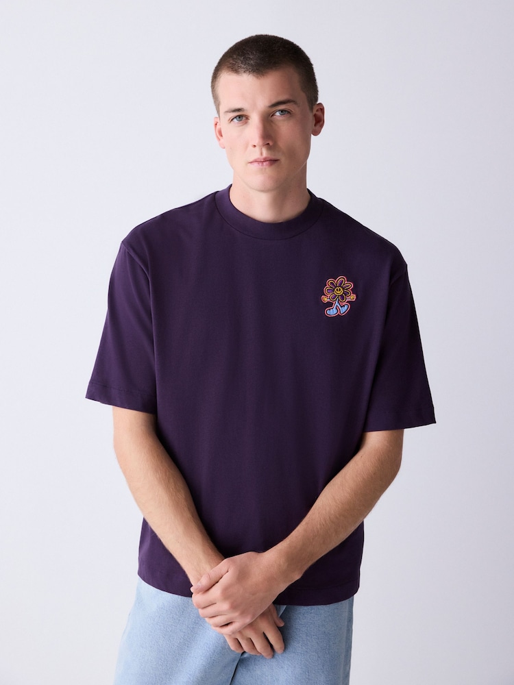 Violett/Blumen - Boxy - T-Shirt - Bild 1 von 7