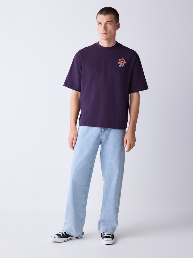 Violett/Blumen - Boxy - T-Shirt - Bild 2 von 7