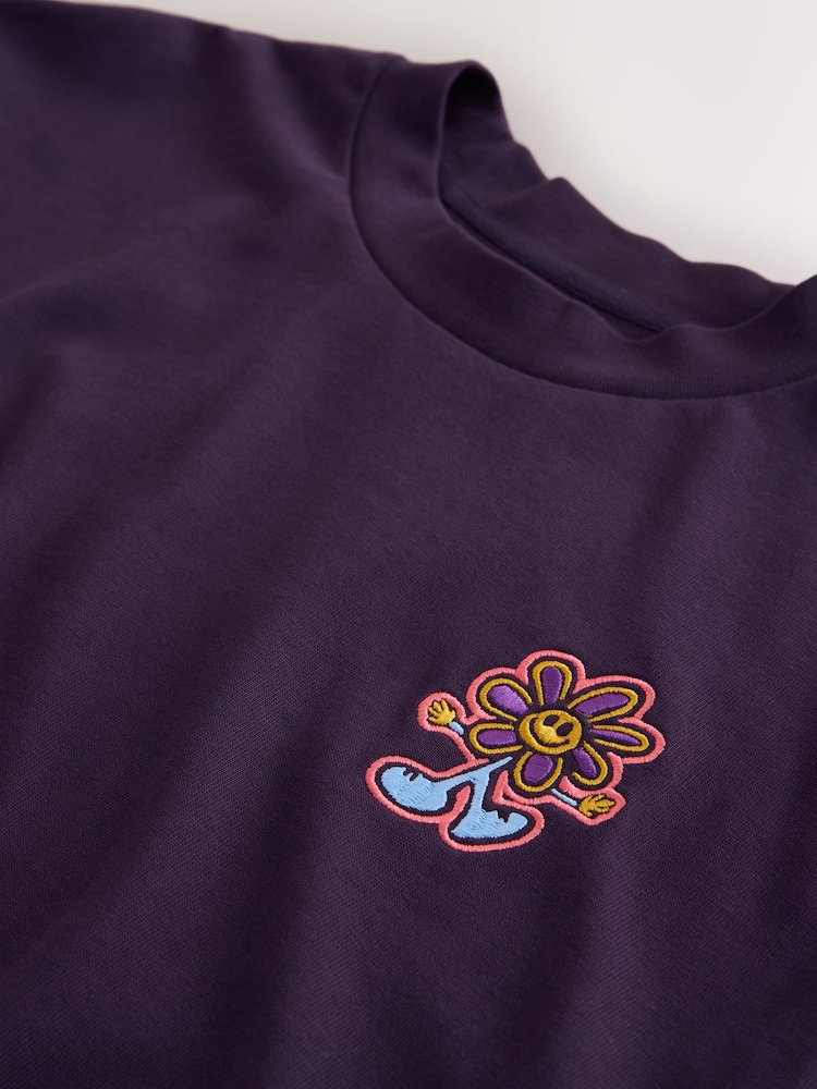 Violett/Blumen - Boxy - T-Shirt - Bild 7 von 7