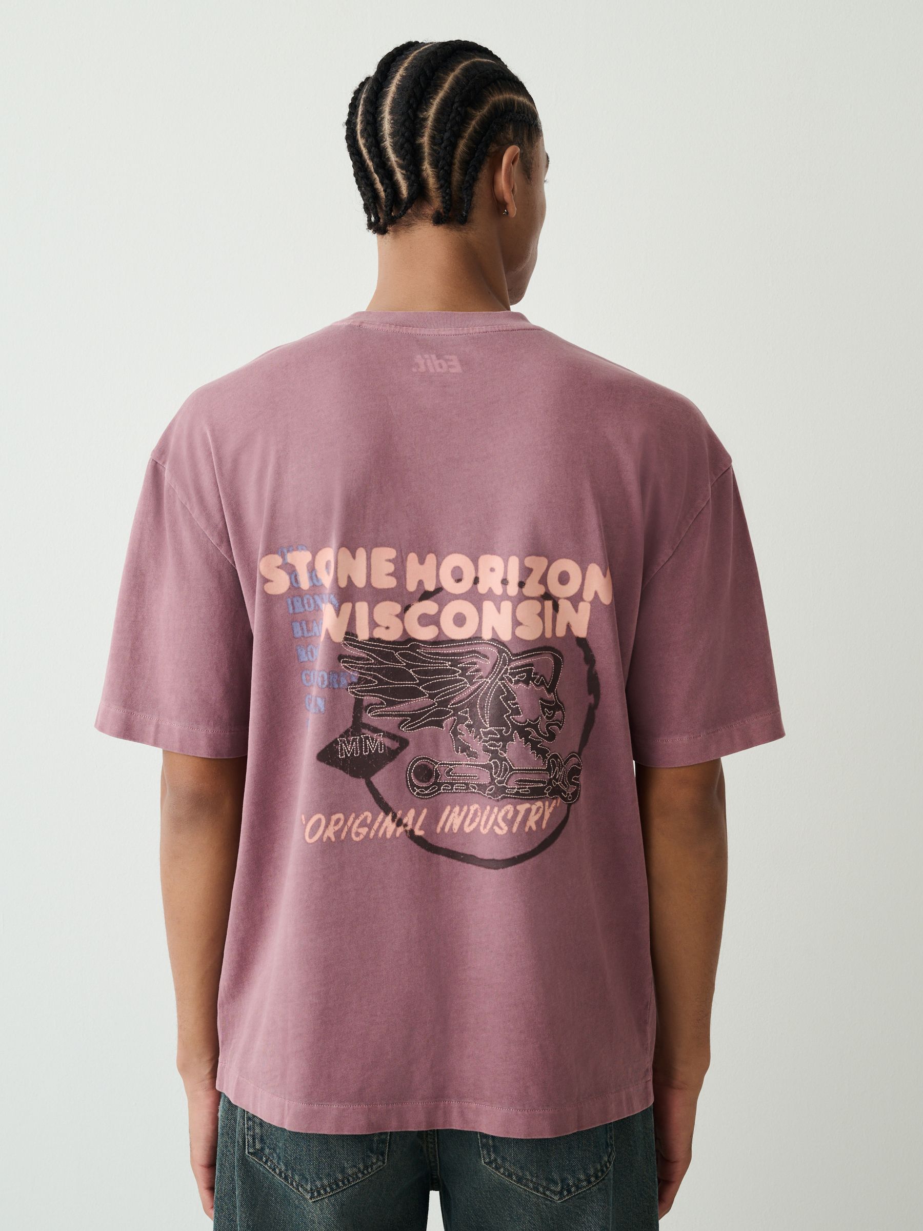 Buy Purple Washed Relaxed Fit Graphic Print Heavy Weight T-Shirt