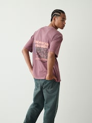 Purple Washed Relaxed Fit Graphic Print Heavy Weight T-Shirt - Image 4 of 9