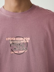 Purple Washed Relaxed Fit Graphic Print Heavy Weight T-Shirt - Image 5 of 9