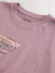 Purple Washed Relaxed Fit Graphic Print Heavy Weight T-Shirt - Image 9 of 9