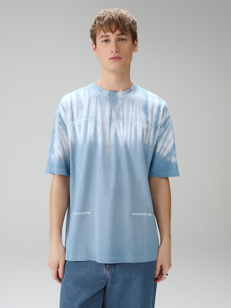 Blue Tie Dye Heavyweight T-Shirt - Image 1 of 8