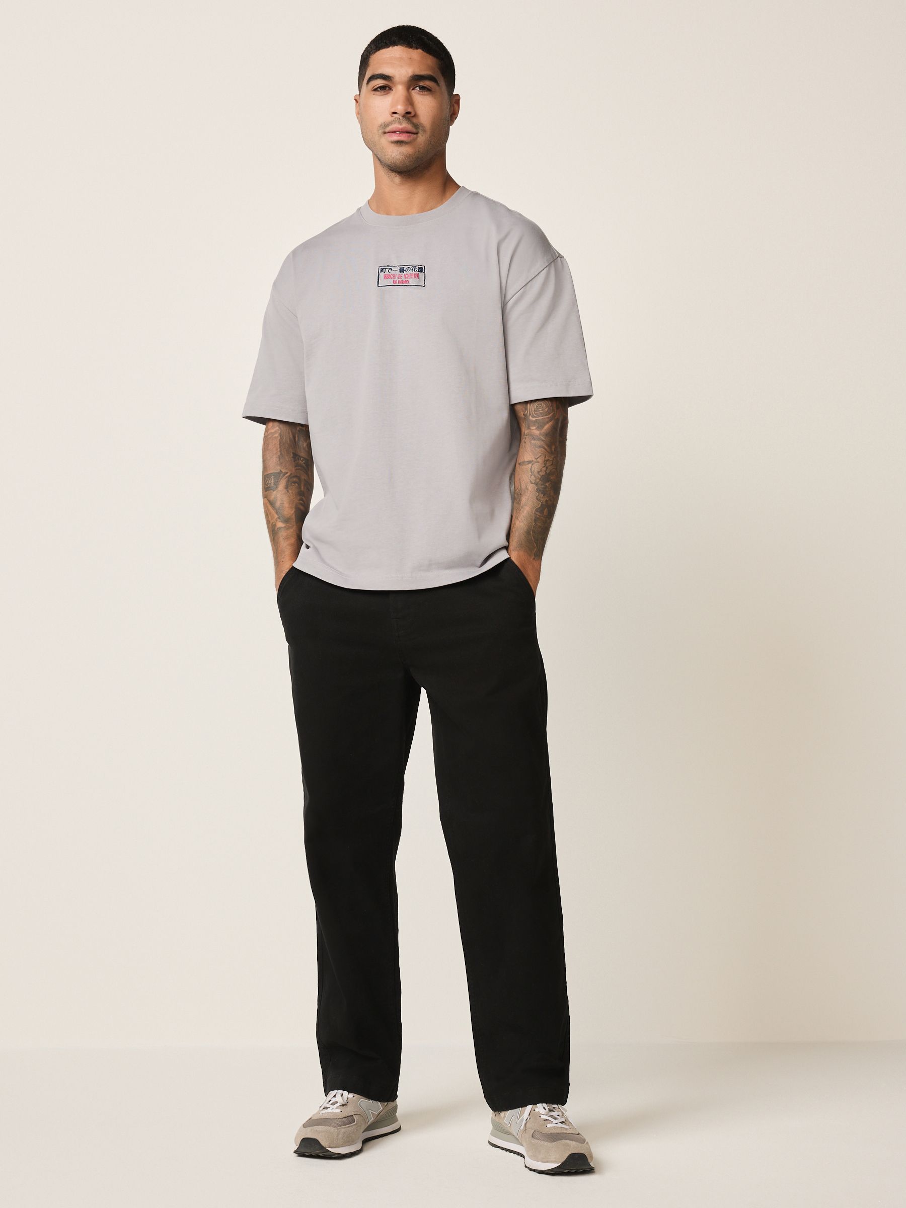 Buy Grey Japan Relaxed Fit Graphic Print Heavy Weight T-Shirt from