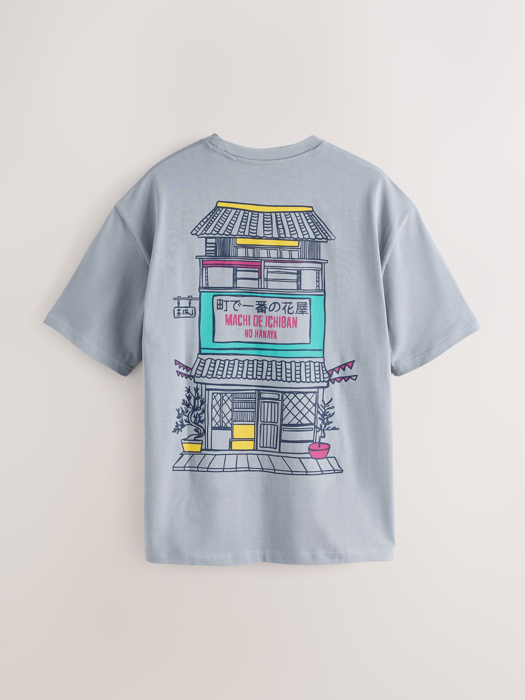 Buy Grey Japan Relaxed Fit Graphic Print Heavy Weight T-Shirt from
