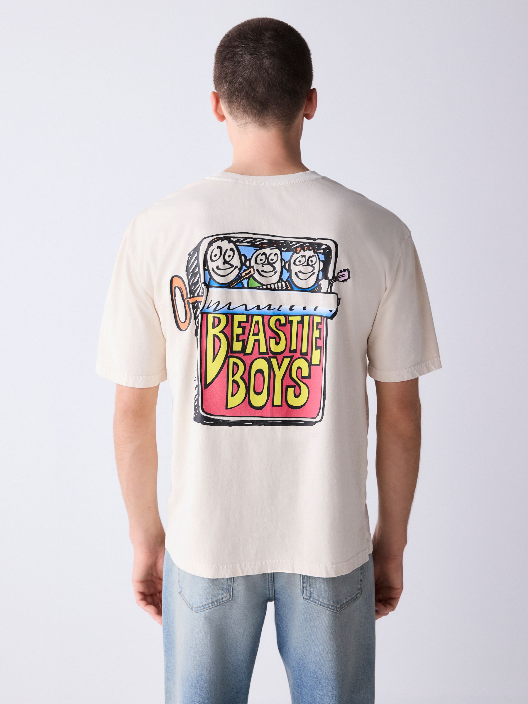 Buy Ecru Beastie Relaxed Fit Band Graphic Print T-Shirt from the