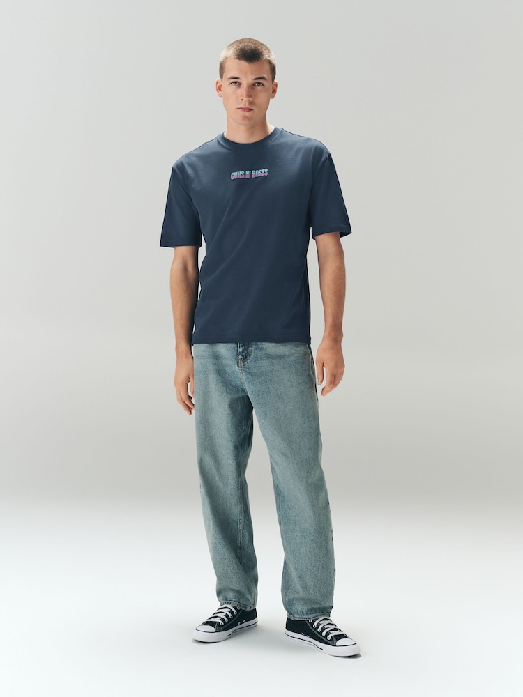 Navy Guns N' Roses Regular Fit Band Graphic Print T-Shirt - Image 2 of 10