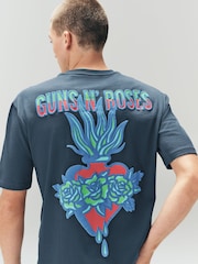 Navy Guns N' Roses Regular Fit Band Graphic Print T-Shirt - Image 5 of 10
