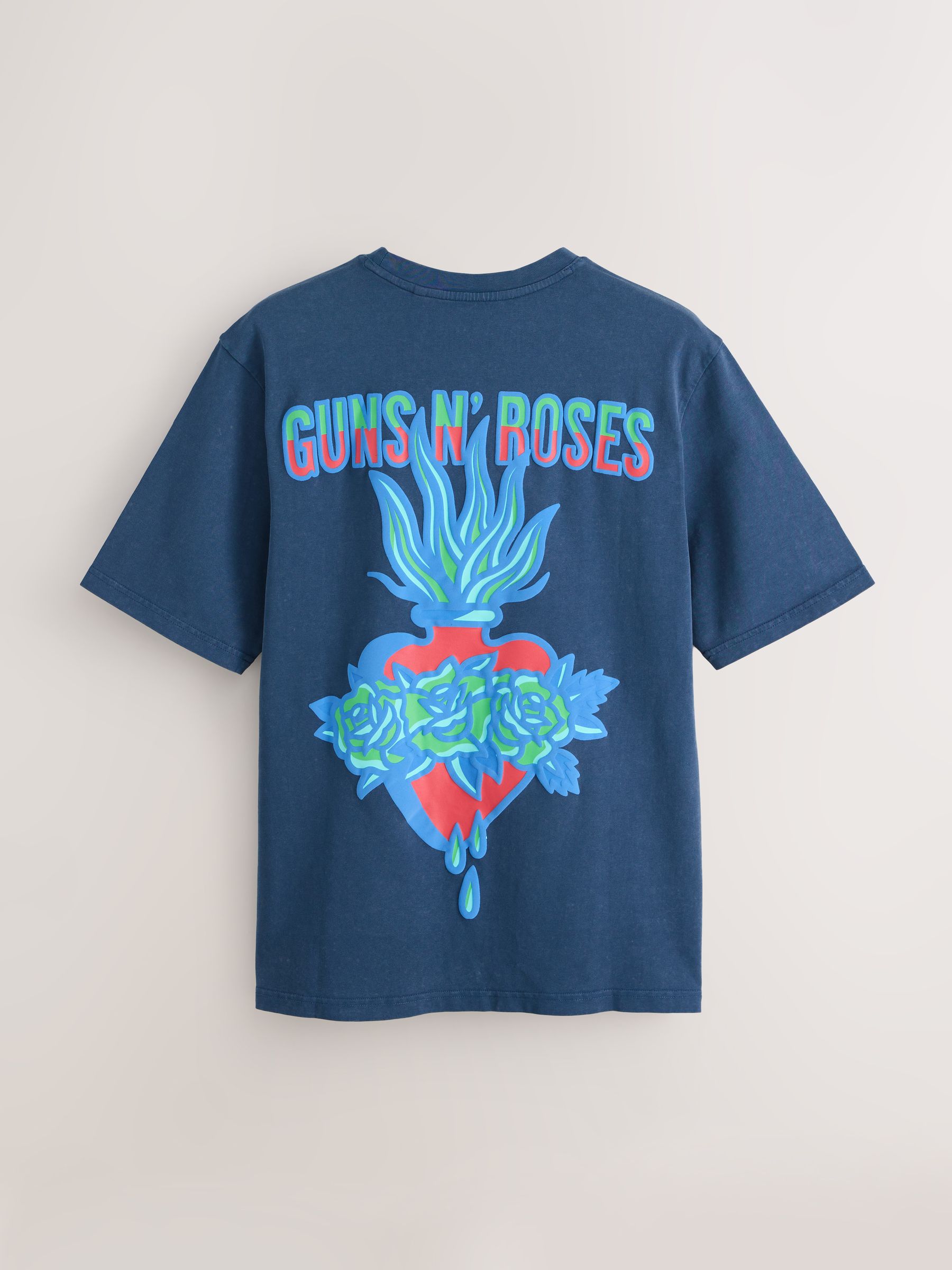 Buy Navy Guns N' Roses Regular Fit Band Graphic Print T-Shirt from