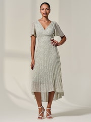 Jolie Moi Floral Print Pleated Dip Hem Maxi Dress - Imagem 1 de 6
