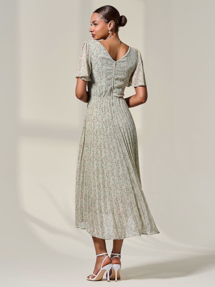 Jolie Moi Floral Print Pleated Dip Hem Maxi Dress - Imagem 2 de 6