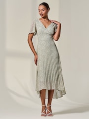 Jolie Moi Floral Print Pleated Dip Hem Maxi Dress - Imagem 4 de 6