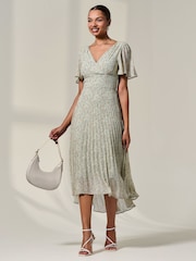 Jolie Moi Floral Print Pleated Dip Hem Maxi Dress - Imagem 5 de 6