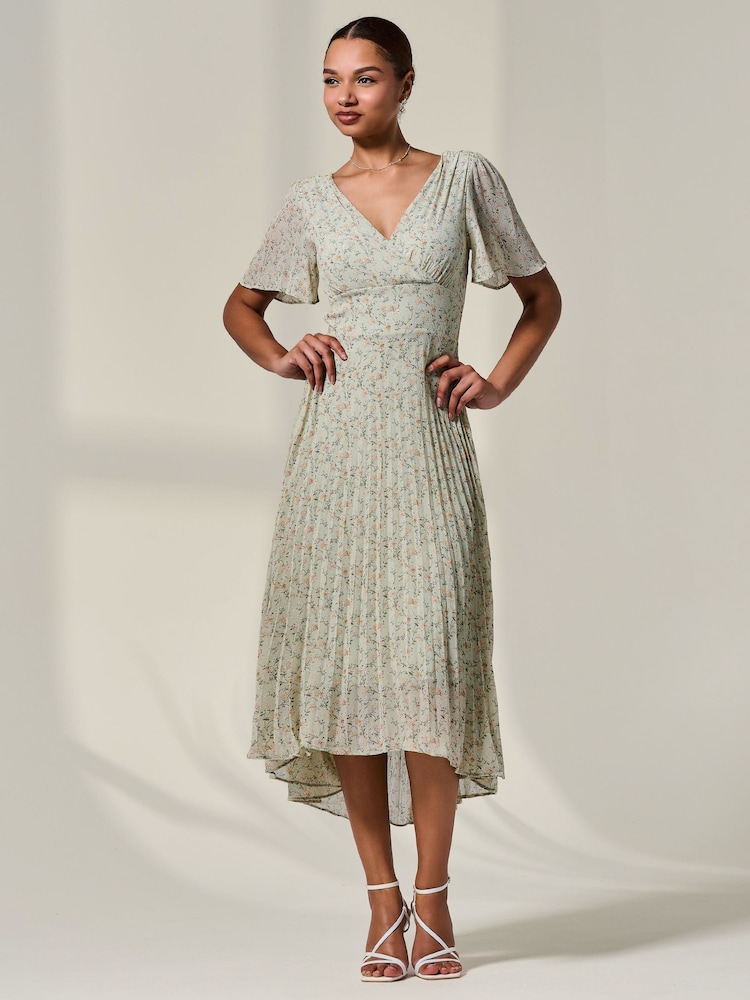 Jolie Moi Floral Print Pleated Dip Hem Maxi Dress - Imagem 6 de 6