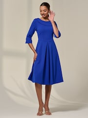 Jolie Moi Blue Sloan 3/4 Sleeve Midi Dress - Image 4 of 6