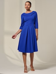 Jolie Moi Blue Sloan 3/4 Sleeve Midi Dress - Image 6 of 6