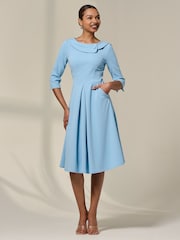 Jolie Moi Light Blue Sloan 3/4 Sleeve Midi Dress - Image 1 of 6