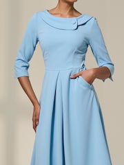 Jolie Moi Light Blue Sloan 3/4 Sleeve Midi Dress - Image 3 of 6