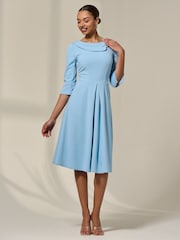 Jolie Moi Light Blue Sloan 3/4 Sleeve Midi Dress - Image 4 of 6