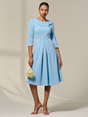 Jolie Moi Light Blue Sloan 3/4 Sleeve Midi Dress - Image 6 of 6