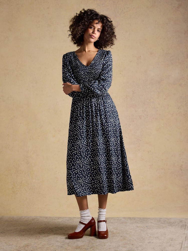 navy spot midi dress Libby Navy Spot Midi Dress