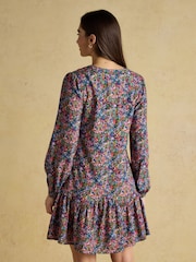 أزرق داكن زهور - فستان منسوج بقصّة خصر منسدل من Joules Scarlett - صورة 2 من 7