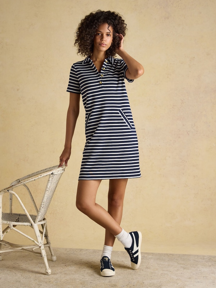 Buy Joules Jane Navy Striped Button Collared Knee Length Dress from Next USA Buy Joules Jane Navy Striped Button Collared Knee Length Dress from Next USA