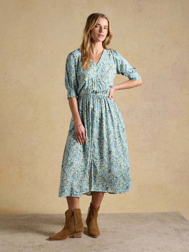 green ditsy midi dress Green Ditsy Floral Cap Sleeve Avery Midi Dress