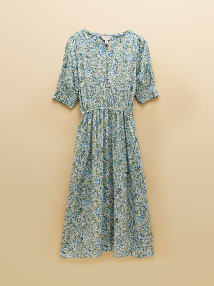Joules Adele Green Ditsy V-Neck Short Sleeve Midi Dress - Image 8 of 8 Joules Adele Green Ditsy V-Neck Short Sleeve Midi Dress - Image 8 of 8