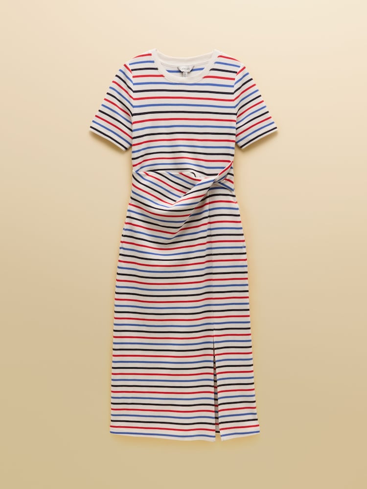 Joules Ariella Pink Ditsy Cotton Tiered Knee Short Length Dress - Image 9 of 9