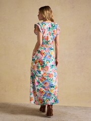 Joules Samantha Multi/White Woven Panel Detail Maxi Dress - Image 6 of 13