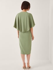 Monsoon Green Cassandra Cape Sleeve Midi Dress - Image 2 of 4