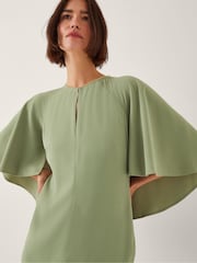 Monsoon Green Cassandra Cape Sleeve Midi Dress - Image 4 of 4