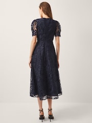 Monsoon Blue Betty Lace Puff Sleeve Midi Dress - Image 2 of 4