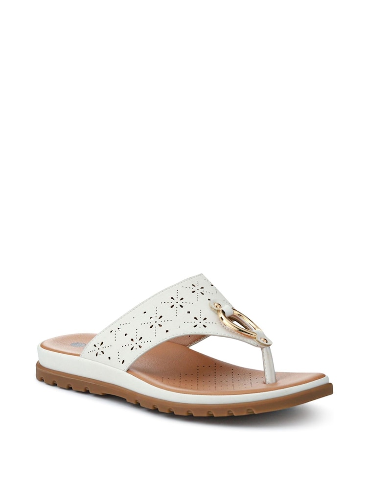 Pavers White Slip-On Toe-Post Sandals - Image 2 of 5