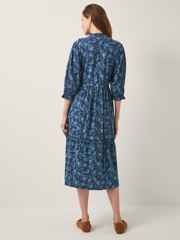 Monsoon Blue Sofia Floral Print Jersey Midi Dress - Image 2 of 4