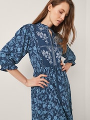 Monsoon Blue Sofia Floral Print Jersey Midi Dress - Image 3 of 4