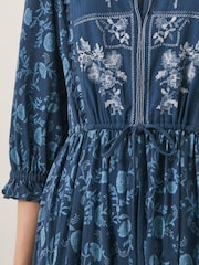 Monsoon Blue Sofia Floral Print Jersey Midi Dress - Image 4 of 4