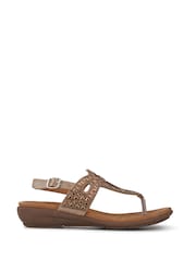 Pavers Gold Slingback Toe Post Sandals - Image 2 of 5