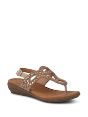 Pavers Gold Slingback Toe Post Sandals - Image 3 of 5