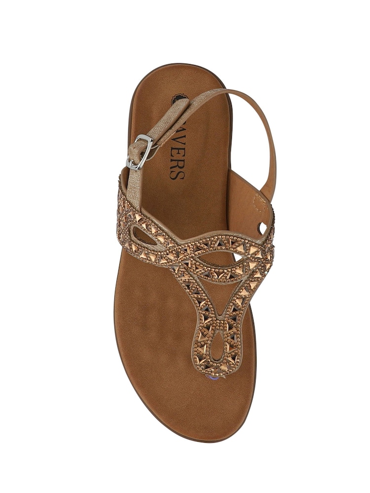 Pavers Gold Slingback Toe Post Sandals - Image 5 of 5