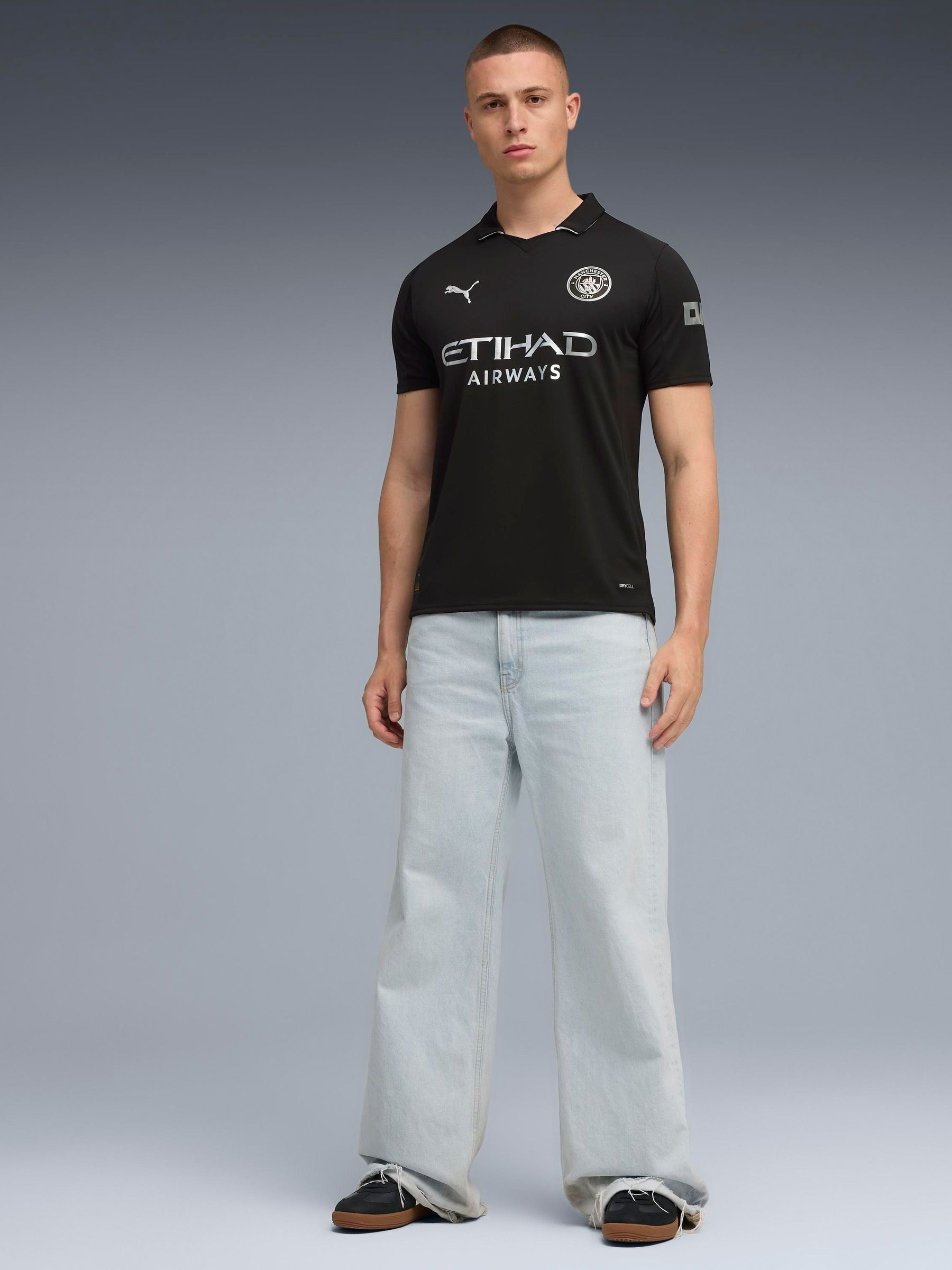 Buy Puma Black Mens Manchester City 25/26 Away Football Shirt from
