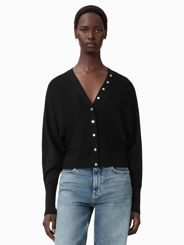 AllSaints Black Honor V Cardigan - Image 1 of 6