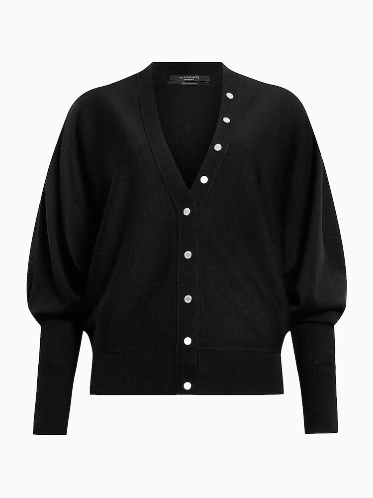 AllSaints Black Honor V Cardigan - Image 6 of 6